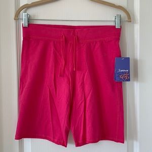 NWT ATIVA Cotton Blend Hot Pink Drawstring Workout Shorts Size Girls L